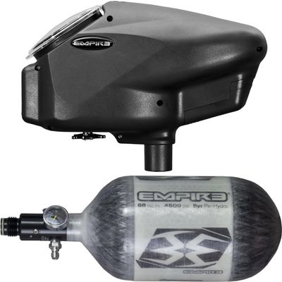 PaintballBodyBags Empire Halo Too Electronic Paintball Loader Hopper with 68/4500 HPA Tank (Halo Loader Matte Black)