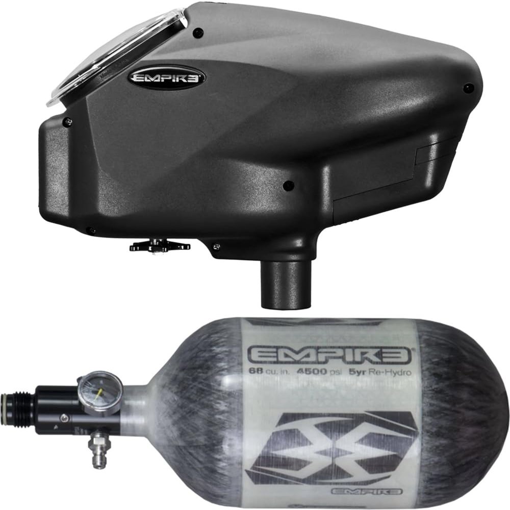 PaintballBodyBags Empire Halo Too Electronic Paintball Loader Hopper with 68/4500 HPA Tank (Halo Loader Matte Black)