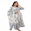 Meera Fab Women's Cotton Printed White Anarkali Kurta with Palazzo & Dupatta Set XXX-Large BLUE view 4
