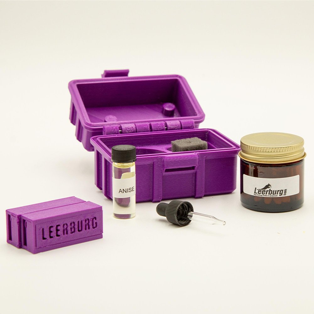 Leerburg 1 Odor Scent Work Kits - Earth Magnetic Odor Box - Anise, Clove, Cypress, Myrhh, Pine, Sweet Birch, Vetiver, Wintergreen, No Odor (Purple)