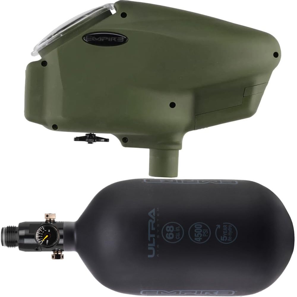 PaintballBodyBags Empire Halo Too Electronic Paintball Loader Hopper with 68/4500 HPA Tank (Halo Loader Matte Olive)