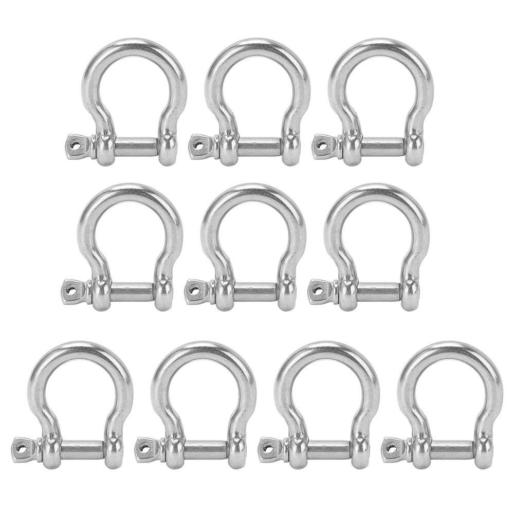 Screw Pin Anchor Shackle, 10Pcs 304 Stainless Steel D Hoop Shackle, Heavy Duty Bow Shape Load Clamp for Survival Rope