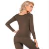 Liang Rou Women's Crew Neck Long Sleeve Ultrathin Modal Thermal Underwear Shirt/Top Coffee Brown Medium view 2