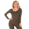 Liang Rou Women's Crew Neck Long Sleeve Ultrathin Modal Thermal Underwear Shirt/Top Coffee Brown Medium view 3