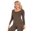 Liang Rou Women's Crew Neck Long Sleeve Ultrathin Modal Thermal Underwear Shirt/Top Coffee Brown Medium view 4