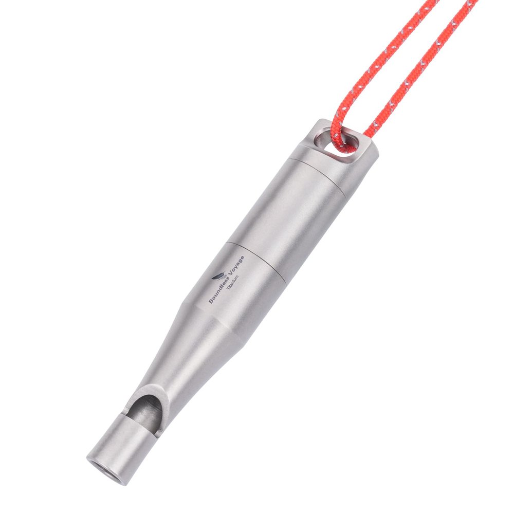 Boundless Voyage Titanium Whistle Emergency Survival Safety Whistles with Lanyard Loud for Outdoor Camping Hiking Coaches Training Sports Keychain Whistle (1 PCS - Ti9017)