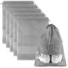 Shoe Bags for Travel, 5 Pcs Large Gray Travel Shoe Bags for Packing, Non-Woven Drawstring Travel Shoe Storage Bag with Clear Window for Men and Women12.6" X 17.3"  view 1