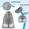 Shoe Bags for Travel, 5 Pcs Large Gray Travel Shoe Bags for Packing, Non-Woven Drawstring Travel Shoe Storage Bag with Clear Window for Men and Women12.6" X 17.3"  view 3