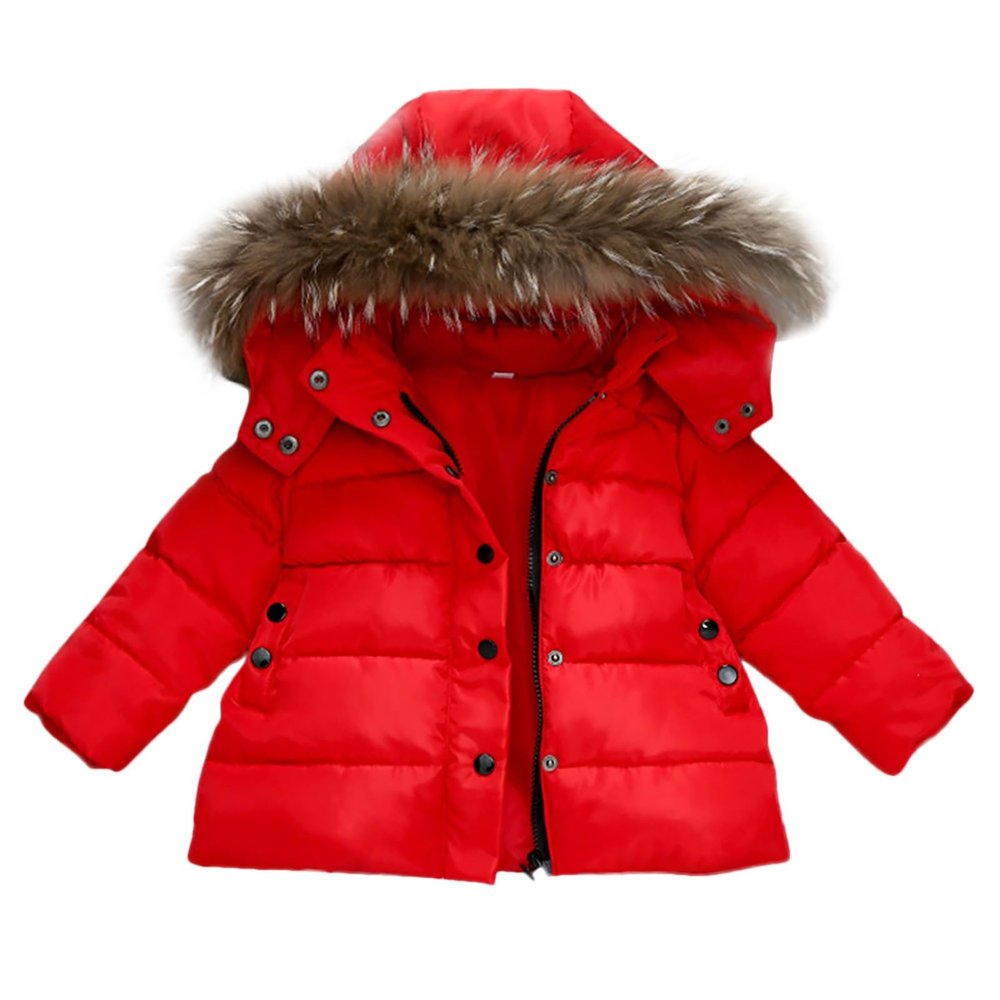 1 to 7 Years Children Cute Outwear Newborn Girl Boy Warm Baby Down Jacket Children Coat Boys Winter (Red, 2-3 Years)