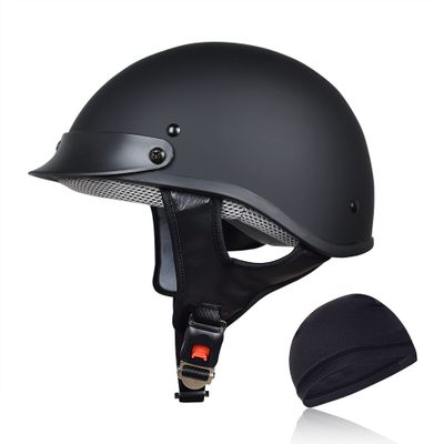 CHCYCLE Helmets for Adults Motorcycle Half Helmet Casco para Motocicleta for Women Men DOT Approved Cycling Motocross (Small, Matte Black)