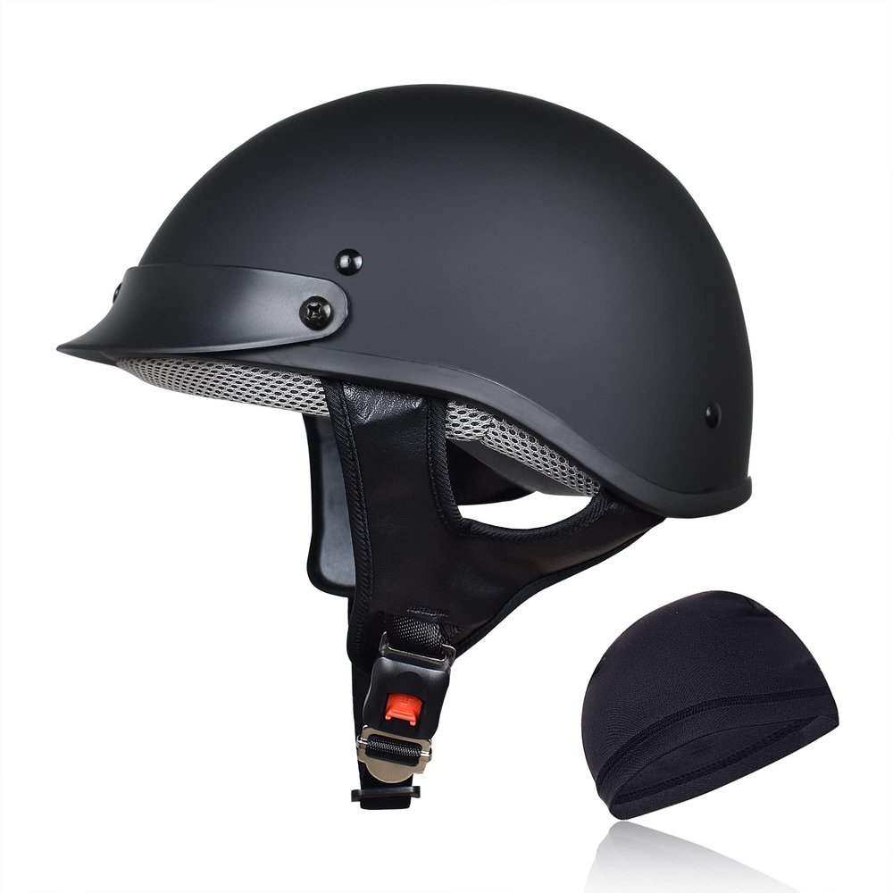 CHCYCLE Helmets for Adults Motorcycle Half Helmet Casco para Motocicleta for Women Men DOT Approved Cycling Motocross (Small, Matte Black)
