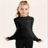Girls Long Sleeve Shirt SPF Active Tee Workout Running Yoga Pullover Tops with Thumb Holes Black 7-8years view 2