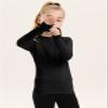 Girls Long Sleeve Shirt SPF Active Tee Workout Running Yoga Pullover Tops with Thumb Holes Black 7-8years view 4