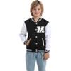 Icibgds Kids Baseball Jacket Letter Print Boys Girls Varsity Coat Casual Lightweight School Uniform With Button (Black-M,12 Years) view 1
