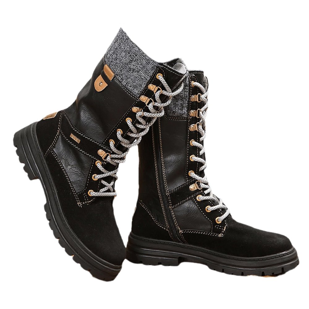 Ladmiple Ankle Boots For Women Low Heel Wide Width Women's Mid Calf Combat Riding Fashion Winter Boots Side Zipper Low Heel Motorcycle Military Biker Boots Dress Ankle Booties 2023