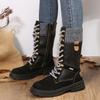 Ladmiple Ankle Boots For Women Low Heel Wide Width Women's Mid Calf Combat Riding Fashion Winter Boots Side Zipper Low Heel Motorcycle Military Biker Boots Dress Ankle Booties 2023 view 3