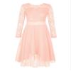 YOOJIA Kids Flower Girl Lace Chiffon Dress Long Sleeve High-Low Hem Junior Bridesmaid Dresses Proms Ball Gown Pink 8 Years view 3