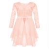 YOOJIA Kids Flower Girl Lace Chiffon Dress Long Sleeve High-Low Hem Junior Bridesmaid Dresses Proms Ball Gown Pink 8 Years view 4