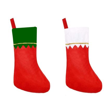 exnox Christmas Stockings Non-Woven Fabric White Gold Rimmed Jaded Christmas Stockings Hanging Bag Green Gold Thread Stockings Christmas Decoration