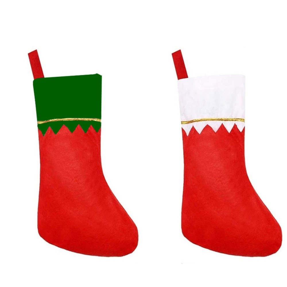 exnox Christmas Stockings Non-Woven Fabric White Gold Rimmed Jaded Christmas Stockings Hanging Bag Green Gold Thread Stockings Christmas Decoration