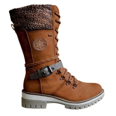 Ladmiple Boots For Women Fashion Mid Calf Women's Combat Mid-Calf Boots Side Zipper Military Shoes Low Heel Motorcycle Riding Biker Western Dress Ankle Booties 2023