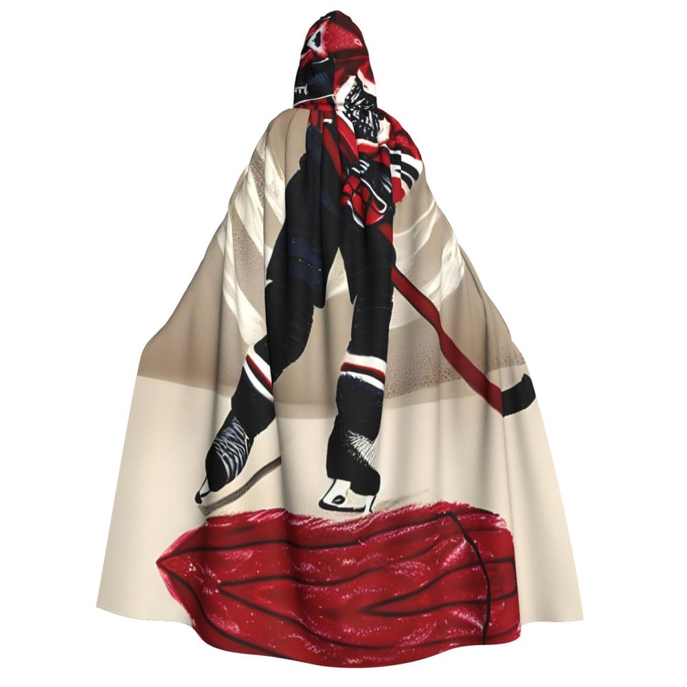 Hockey Sports Hooded Cloak Long for Christmas Halloween Cosplay Costumes 59inch