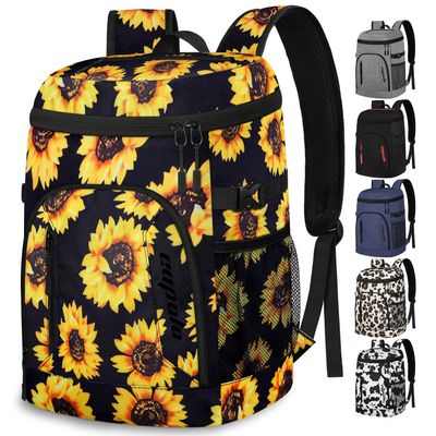 Capolo Cooler Backpack for Men Women Insulated Backpack Cooler Leak Proof Large Capacity Thermal Bag Beverage Soft Cooler Bag Lunch Backpack for Travel Picnic Hiking Sunflower 30 Cans