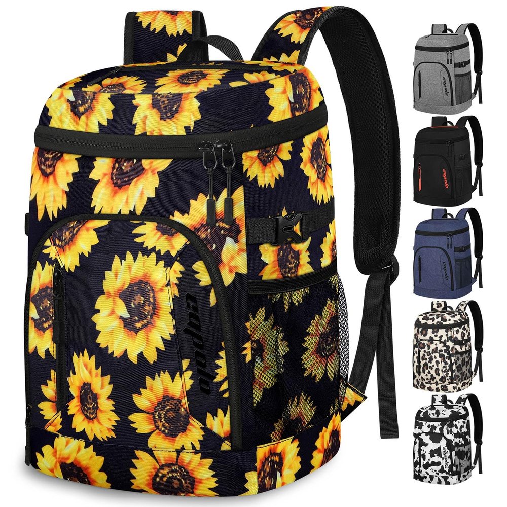 Capolo Cooler Backpack for Men Women Insulated Backpack Cooler Leak Proof Large Capacity Thermal Bag Beverage Soft Cooler Bag Lunch Backpack for Travel Picnic Hiking Sunflower 30 Cans