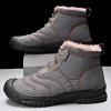 SECHRITE Winter Sneakers for Men Waterproof Booties Anti Slip Thickening Sneakers Outdoor Snow Boots Fur Lined Lace Up Insulated Rubber Winter Warm Sneakers Grey 41 view 3
