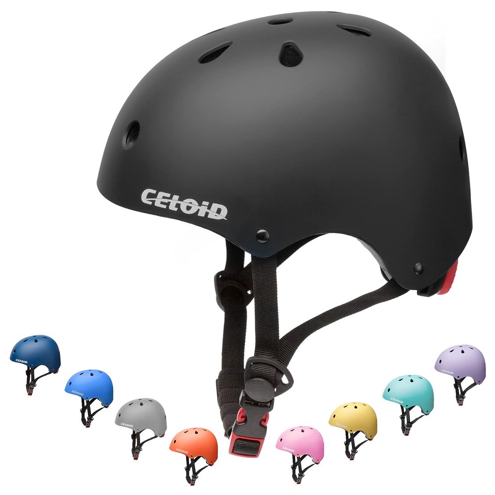 CELOID Kids Bike Helmet,Toddler Skateboard Helmets for Ages 5-6 Years Boys Girls,Adjustable Multi-Sport Bicycle Skateboarding Roller Skating Scooter Balance Bike Helmet,Black