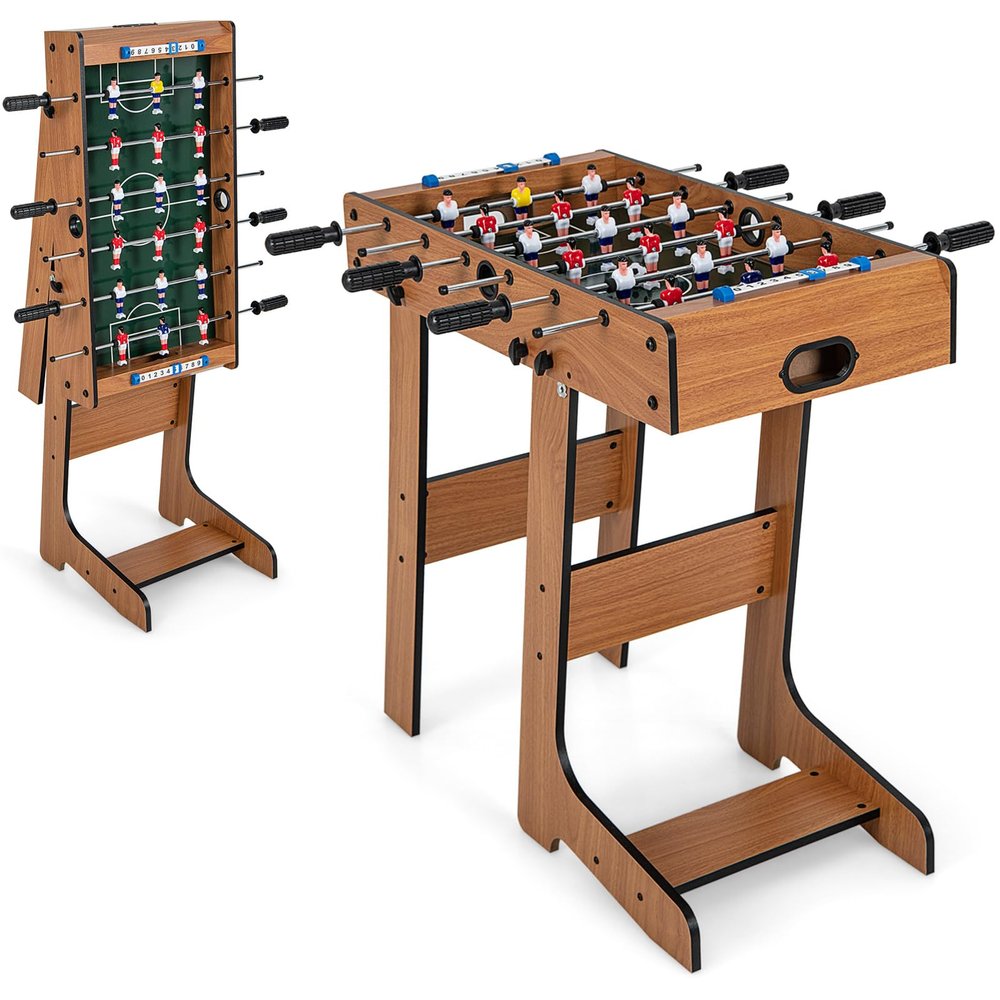 Giantex Folding Foosball Table, Space Saving Arcade Table Soccer with Durable Handle, 2 Balls, Scoreboard for Adult & Child, Soccer Table Game for Party, Group Building Activities, Bar, Game Room