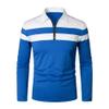 Maiyifu-GJ Mens Long Sleeve Polo Shirt Casual Slim Fit Shirts Activewear Contrast Color Patchwork T Shirts Tops (3X-Large,Blue 1) view 1