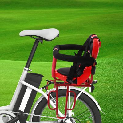 Dodoam Child Bike Seat Attachment for Adult Bike with Seat Cushion, Portable Retractable Foldable Front Mounted Child Bike SeatRear Child Bike Seat (Red)