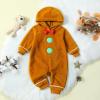 Adobabirl Baby Gingerbread Costume Boy Girl Christmas Outfit Gingerbread Onesie Footies Romper with Hat Cute Cosplay Outfit (Hoodie Gingerbread Costume,3-6 Months) view 2