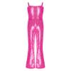 Manyakai Kids Girls 70s 80s Hippie Disco Costumes Shiny Sequins Character Roleplay Jumpsuit for Stage Party Peach 14 Years view 1