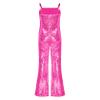 Manyakai Kids Girls 70s 80s Hippie Disco Costumes Shiny Sequins Character Roleplay Jumpsuit for Stage Party Peach 14 Years view 2