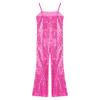 Manyakai Kids Girls 70s 80s Hippie Disco Costumes Shiny Sequins Character Roleplay Jumpsuit for Stage Party Peach 14 Years view 4