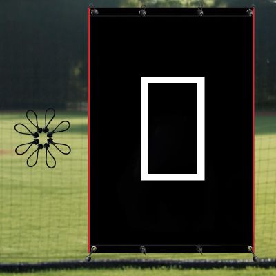 Vaolvpant Baseball Softball Backstop with Strike Zone Black Vinyl Batting Cage Backdrop and Net Saver Durable Facility Backstops for Pitching Outdoors 600D Regtangular Baseballs Backstop4X6FT