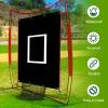 Vaolvpant Baseball Softball Backstop with Strike Zone Black Vinyl Batting Cage Backdrop and Net Saver Durable Facility Backstops for Pitching Outdoors 600D Regtangular Baseballs Backstop4X6FT view 3
