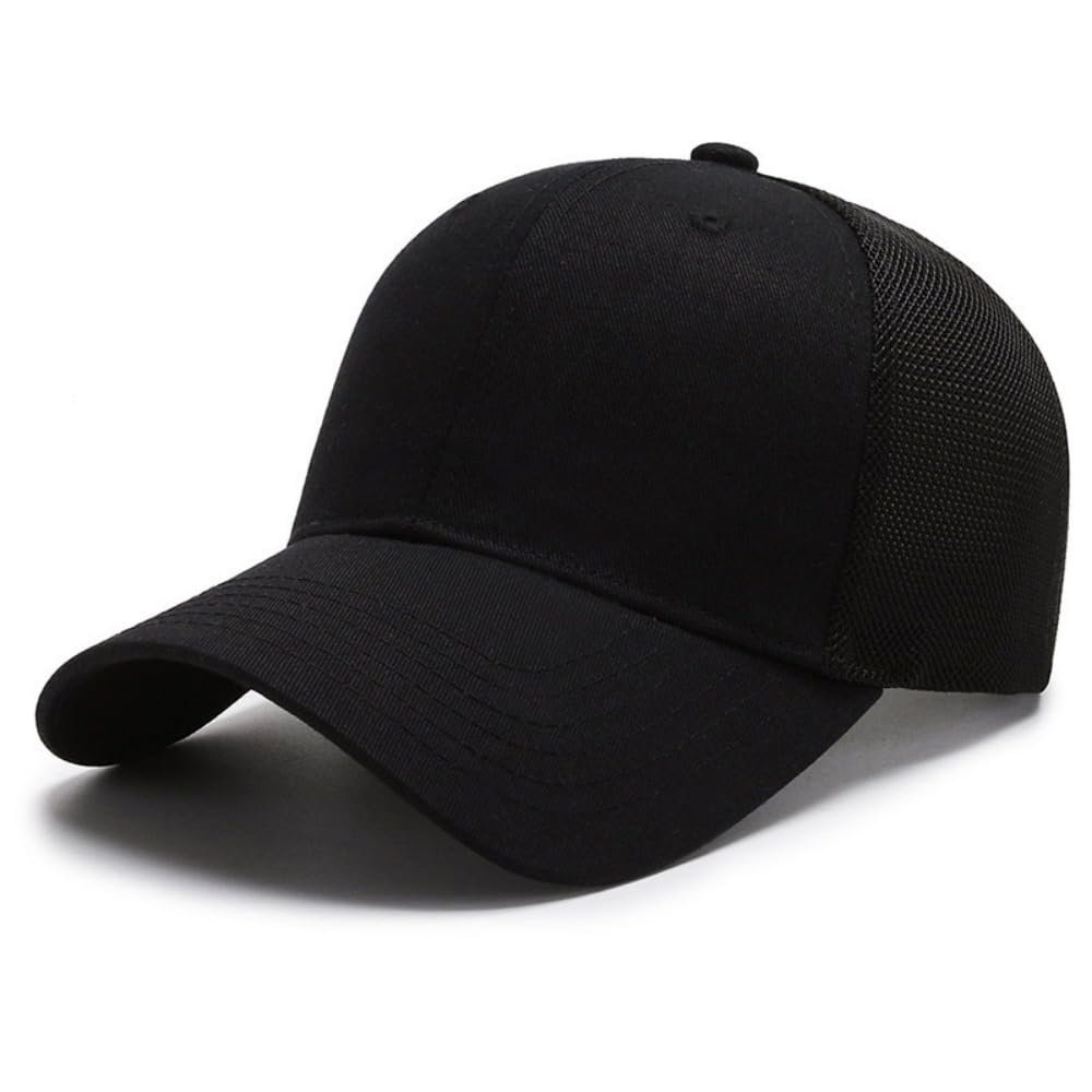 2pcs New Men's All-in-one Breathable Solid Color Baseball Cap Ladies Outdoor Sports Sun Protection Duck Tongue (Black)