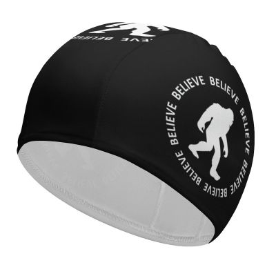 Bigfoot Sasquatch I Believe Swim Cap Comfortable Bathing Cap Durable Swimming Cap Shower Caps for Women Men