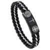 YLYYJ St. Benedict Crucifix Bracelet, 8'' / 8.8'', Handmade Religious Jewelry for Men, Cuff Bracelet with Exorcism Design, Stainless Steel, Black view 1