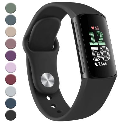 Meliya Band Compatible with Fitbit Charge 6 Bands Women Men, Soft Silicone Adjustable Waterproof Sport Replacement Wristbands Strap for Fitbit Charge 6 Fitness Tracker (Black)