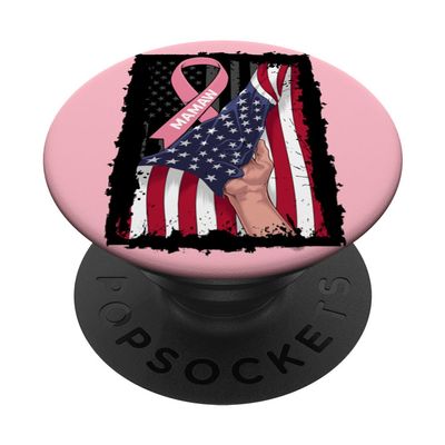 Pink Ribbon Mamaw Breast Cancer Awareness Flag Gifts Items PopSockets Standard PopGrip