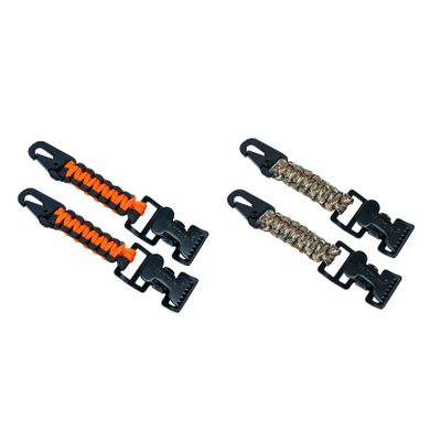 MELOTOUGH Tactical Glove Clip Braided Paracord Work Glove Holder Clip for Tactical Backpack, Tool Belt, Outdoor Accessary (Orange 2pcs + Camo 2pcs)