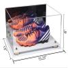 Better Display Cases Acrylic Shoe Display Case - Large Rectangle Box with Mirror Case, Gold Risers and White Base (A026/V12) view 2