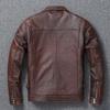 Couro Hide Men's leather jacket bomber cowhide coat Classic vintage leather cloth natural for men (US, Alpha, Small, Regular, Regular, Brown) view 2