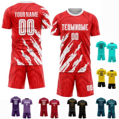 Custom Soccer Jerseys Red White for Youth Boys Girls Men Women Personalized Football T-Shirts and Shorts Sets Design Team Outfit Print Your Own Number Name Logo