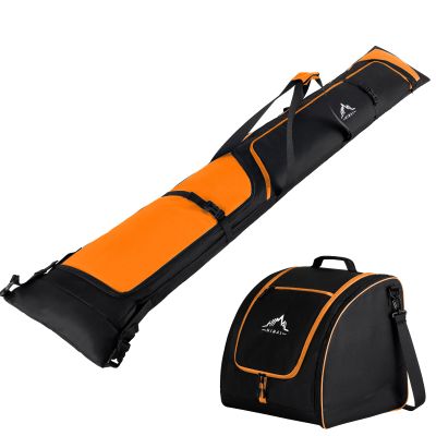 GoHimal Ski Bag and Boot Bag Combo, Padded Skis Bag for Air Travel, Safety Reinforce Ski Carrier Bag Fits for Skis Up to 200 CM and Boots Up To Size US13, Water- resistant Ski Travel Bag