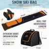 GoHimal Ski Bag and Boot Bag Combo, Padded Skis Bag for Air Travel, Safety Reinforce Ski Carrier Bag Fits for Skis Up to 200 CM and Boots Up To Size US13, Water- resistant Ski Travel Bag view 2
